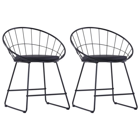 Sillas de comedor asientos de cuero sintético 2 uds acero negro de vidaXL, Sillas de comedor - Ref: Foro24-247274, Precio: 89...