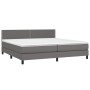 Cama box spring colchón y LED cuero sintético gris 200x200 cm de , Camas y somieres - Ref: Foro24-3134187, Precio: 594,17 €, ...