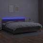 Cama box spring colchón y LED cuero sintético gris 200x200 cm de , Camas y somieres - Ref: Foro24-3134187, Precio: 594,17 €, ...