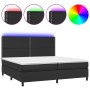 Cama box spring colchón y LED cuero sintético negro 200x200 cm de , Camas y somieres - Ref: Foro24-3135903, Precio: 678,83 €,...