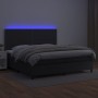 Cama box spring colchón y LED cuero sintético negro 200x200 cm de , Camas y somieres - Ref: Foro24-3135903, Precio: 678,83 €,...