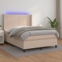 Cama box spring colchón LED cuero sintético capuchino 140x190cm de , Camas y somieres - Ref: Foro24-3139264, Precio: 506,23 €...