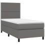 Cama box spring con colchón cuero sintético gris 100x200 cm de , Camas y somieres - Ref: Foro24-3142771, Precio: 352,59 €, De...