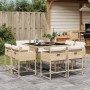 Set comedor de jardín 9 pzas con cojines ratán sintético beige en Conjuntos de jardín | Comprar online en Foru.es