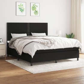 Cama box spring con colchón tela negro 160x200 cm de , Camas y somieres - Ref: Foro24-3141707, Precio: 546,86 €, Descuento: %