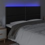 Cabecero con luces LED cuero sintético negro 200x5x118/128 cm de , Cabeceros y pies de cama - Ref: Foro24-3122392, Precio: 98...