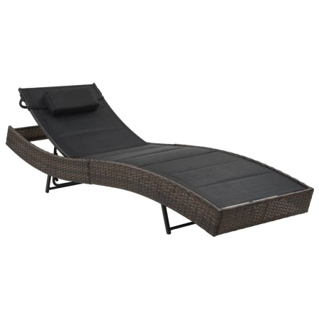 Tumbona de ratán sintético y textileno marrón de vidaXL, Tumbonas - Ref: Foro24-44895, Precio: 124,82 €, Descuento: %