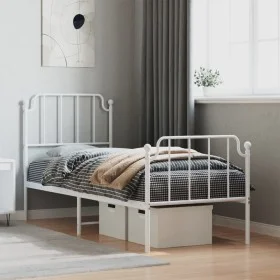 Estructura cama metal con cabecero y pie cama blanca 80x200 cm de , Camas y somieres - Ref: Foro24-373945, Precio: 65,50 €, D...