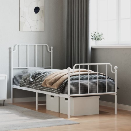 Estructura cama metal con cabecero y pie cama blanca 80x200 cm de , Camas y somieres - Ref: Foro24-373945, Precio: 66,65 €, D...