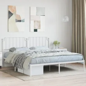 Bettgestell aus weißem Metall mit Kopfteil 160x200 cm von , Betten und Lattenroste - Ref: Foro24-373939, Preis: 98,74 €, Raba...