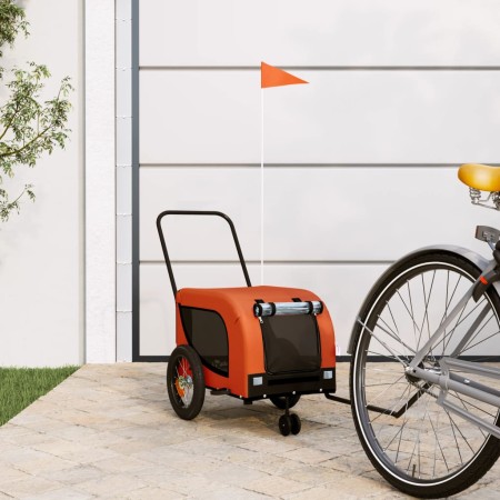 Remolque de bicicleta mascotas hierro tela Oxford naranja negro de , Cochecitos para mascotas - Ref: Foro24-94012, Precio: 98...