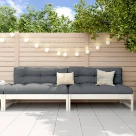 Central garden sofas 2 pcs white pine wood 120x80 cm by , Modular outdoor sofas - Ref: Foro24-825717, Price: 187,51 €, Discou...