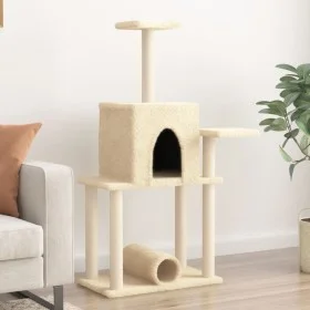 Rascador para gatos con postes de sisal color crema 122 cm de , Mobiliario para gatos - Ref: Foro24-172088, Precio: 43,67 €, ...