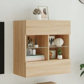 Mueble TV de pared con luces LED roble Sonoma 58,5x30x60,5 cm de , Muebles TV - Ref: Foro24-837094, Precio: 55,10 €, Descuent...