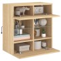 Mueble TV de pared con luces LED roble Sonoma 58,5x30x60,5 cm de , Muebles TV - Ref: Foro24-837094, Precio: 55,81 €, Descuent...