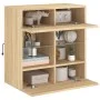 Mueble TV de pared con luces LED roble Sonoma 58,5x30x60,5 cm de , Muebles TV - Ref: Foro24-837094, Precio: 55,10 €, Descuent...