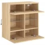 Mueble TV de pared con luces LED roble Sonoma 58,5x30x60,5 cm de , Muebles TV - Ref: Foro24-837094, Precio: 55,10 €, Descuent...
