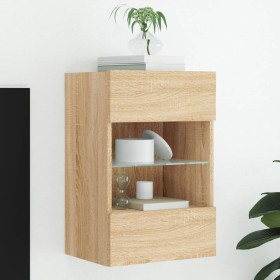 Mueble de TV de pared con luces LED roble Sonoma 40x30x60,5 cm de , Muebles TV - Ref: Foro24-837082, Precio: 42,56 €, Descuen...