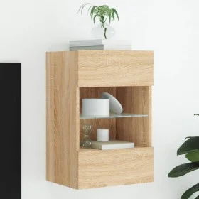Mueble de TV de pared con luces LED roble Sonoma 40x30x60,5 cm de , Muebles TV - Ref: Foro24-837082, Precio: 42,06 €, Descuen...