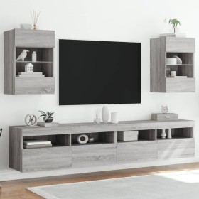 Muebles TV de pared luces LED 2 uds gris Sonoma 40x30x60,5 cm de , Muebles TV - Ref: Foro24-837089, Precio: 93,27 €, Descuent...