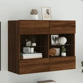Mueble TV de pared con luces LED roble marrón 78,5x30x60,5 cm de , Muebles TV - Ref: Foro24-837105, Precio: 65,82 €, Descuent...