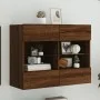 Mueble TV de pared con luces LED roble marrón 78,5x30x60,5 cm de , Muebles TV - Ref: Foro24-837105, Precio: 65,82 €, Descuent...