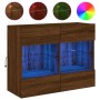Mueble TV de pared con luces LED roble marrón 78,5x30x60,5 cm de , Muebles TV - Ref: Foro24-837105, Precio: 66,94 €, Descuent...
