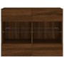 Mueble TV de pared con luces LED roble marrón 78,5x30x60,5 cm de , Muebles TV - Ref: Foro24-837105, Precio: 66,94 €, Descuent...