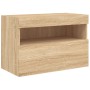 Mueble de TV de pared con luces LED roble Sonoma 60x30x40 cm de , Muebles TV - Ref: Foro24-837187, Precio: 48,15 €, Descuento: %