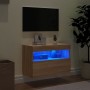 Mueble de TV de pared con luces LED roble Sonoma 60x30x40 cm de , Muebles TV - Ref: Foro24-837187, Precio: 48,15 €, Descuento: %