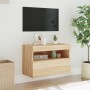 Mueble de TV de pared con luces LED roble Sonoma 60x30x40 cm de , Muebles TV - Ref: Foro24-837187, Precio: 48,15 €, Descuento: %