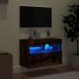 Mueble de TV de pared con luces LED roble ahumado 60x30x40 cm de , Muebles TV - Ref: Foro24-837191, Precio: 57,95 €, Descuent...