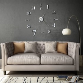Reloj de pared 3D de diseño moderno 100 cm XXL plateado de vidaXL, Relojes de pared - Ref: Foro24-50636, Precio: 28,71 €, Des...