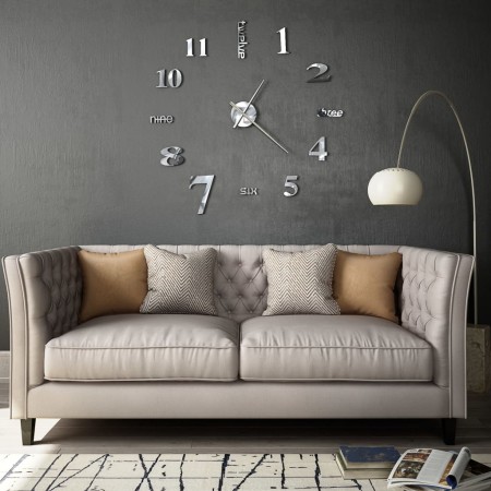 Reloj de pared 3D de diseño moderno 100 cm XXL plateado de vidaXL, Relojes de pared - Ref: Foro24-50636, Precio: 28,71 €, Des...