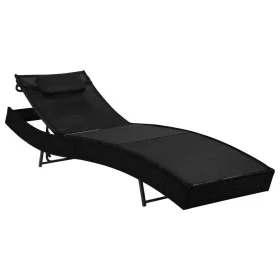 Tumbona con cojín ratán sintético negro de vidaXL, Tumbonas - Ref: Foro24-44717, Precio: 90,90 €, Descuento: %