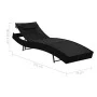 Tumbona con cojín ratán sintético negro de vidaXL, Tumbonas - Ref: Foro24-44717, Precio: 90,90 €, Descuento: %