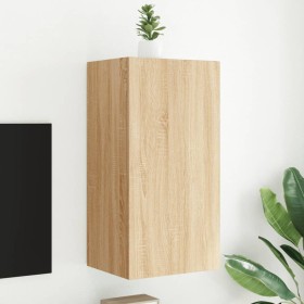 Mueble de TV de pared con luces LED roble Sonoma 40,5x35x80 cm de , Muebles TV - Ref: Foro24-837262, Precio: 58,09 €, Descuen...