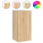 Mueble de TV de pared con luces LED roble Sonoma 40,5x35x80 cm de , Muebles TV - Ref: Foro24-837262, Precio: 58,09 €, Descuen...