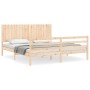 Estructura de cama de matrimonio con cabecero madera maciza de , Camas y somieres - Ref: Foro24-3194781, Precio: 186,38 €, De...