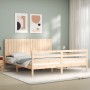 Estructura de cama de matrimonio con cabecero madera maciza de , Camas y somieres - Ref: Foro24-3194781, Precio: 186,38 €, De...