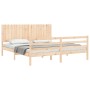 Estructura de cama de matrimonio con cabecero madera maciza de , Camas y somieres - Ref: Foro24-3194781, Precio: 186,38 €, De...
