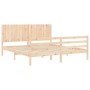Estructura de cama de matrimonio con cabecero madera maciza de , Camas y somieres - Ref: Foro24-3194781, Precio: 186,38 €, De...