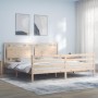 Estructura de cama de matrimonio con cabecero madera maciza de , Camas y somieres - Ref: Foro24-3194066, Precio: 186,03 €, De...