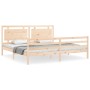 Estructura de cama de matrimonio con cabecero madera maciza de , Camas y somieres - Ref: Foro24-3194066, Precio: 186,03 €, De...