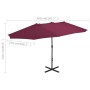 Sombrilla de jardín palo de aluminio 460x270 cm rojo burdeos de vidaXL, Sombrillas - Ref: Foro24-44871, Precio: 180,04 €, Des...