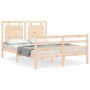 Estructura de cama de matrimonio con cabecero madera maciza de , Camas y somieres - Ref: Foro24-3194026, Precio: 155,50 €, De...