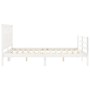 Estructura de cama matrimonio con cabecero madera maciza blanco de , Camas y somieres - Ref: Foro24-3194317, Precio: 158,27 €...