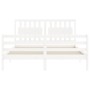 Estructura de cama matrimonio con cabecero madera maciza blanco de , Camas y somieres - Ref: Foro24-3194317, Precio: 158,27 €...