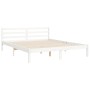 Estructura de cama matrimonio con cabecero madera maciza blanco de , Camas y somieres - Ref: Foro24-3194317, Precio: 158,27 €...
