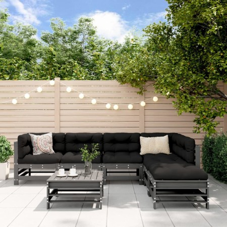 Juego de muebles de jardín 7 piezas madera maciza de pino gris de , Conjuntos de jardín - Ref: Foro24-3186440, Precio: 454,80...